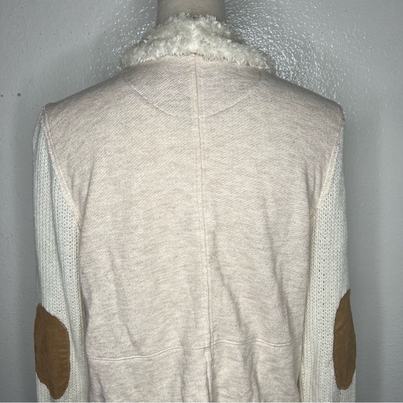 ANTHROPOLOGIE Saturday Sunday Sherpa Tan Cream Waterfall Open Cardigan Large - Picture 6 of 11